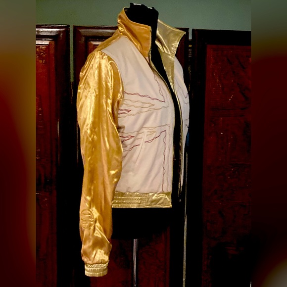 🎊💕Rare!! Vintage Nylon Satin Reversible Bomber Jacket - Picture 5 of 11